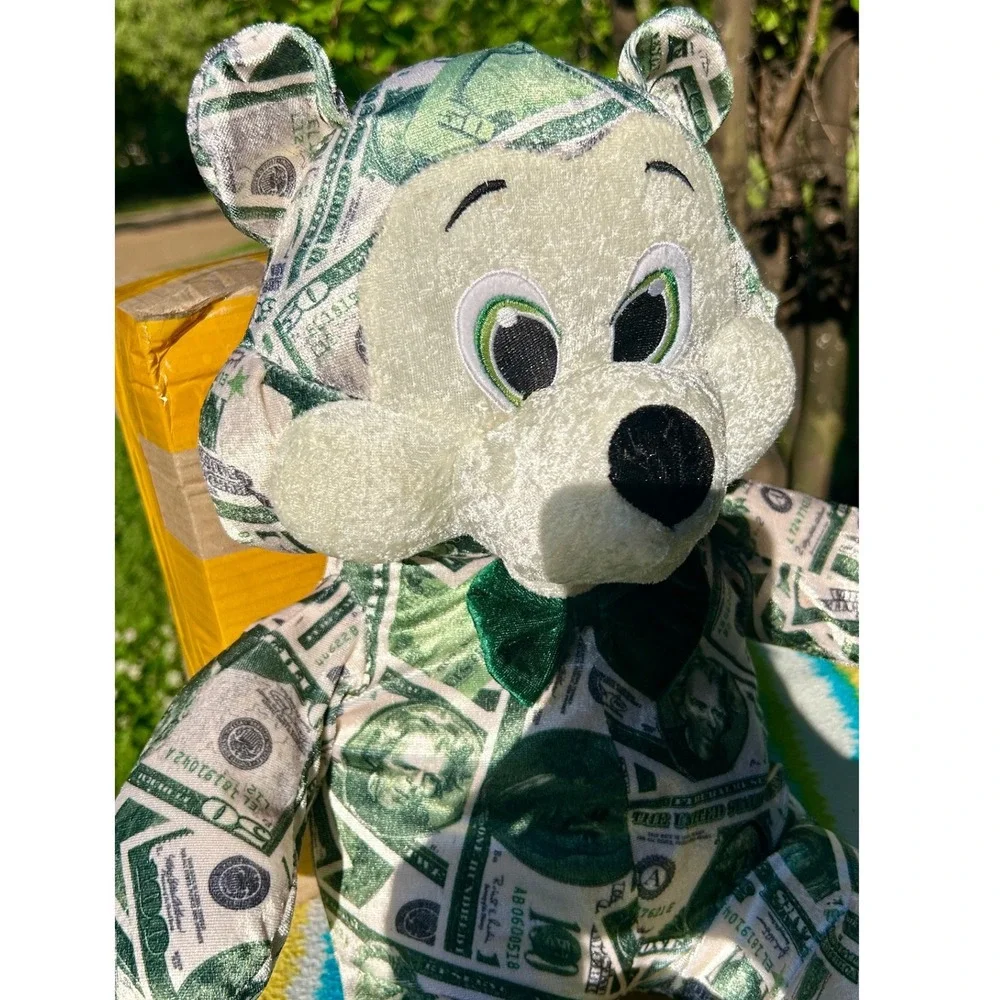 Nanco 2007 Money Print Plush Teddy Bear‎ 22in Velvet Novelty vintage toy